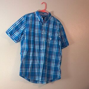 Chaps Blue and White Plaid Casual Shirt